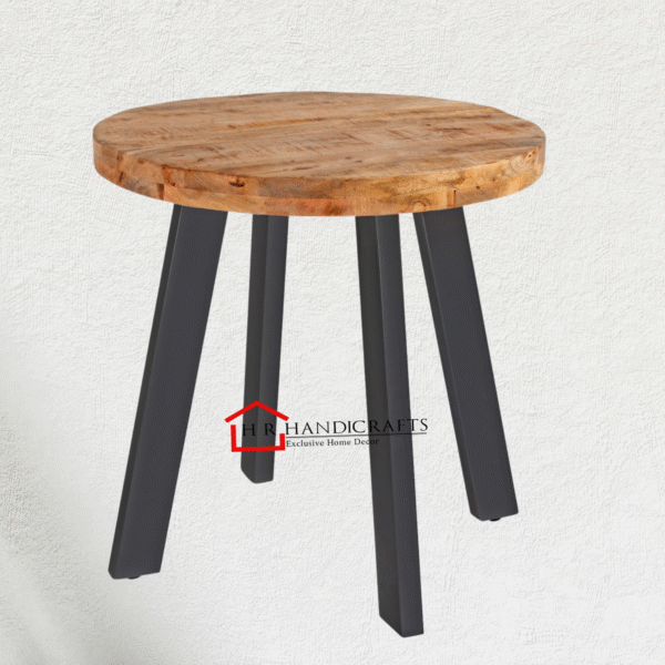 Mango Wood and Natural-Coloured, Distressed Look Dining Table