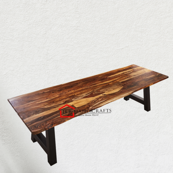 Barney Dining Room Table with Wane, 280 x 100 cm, Sheesham Wood