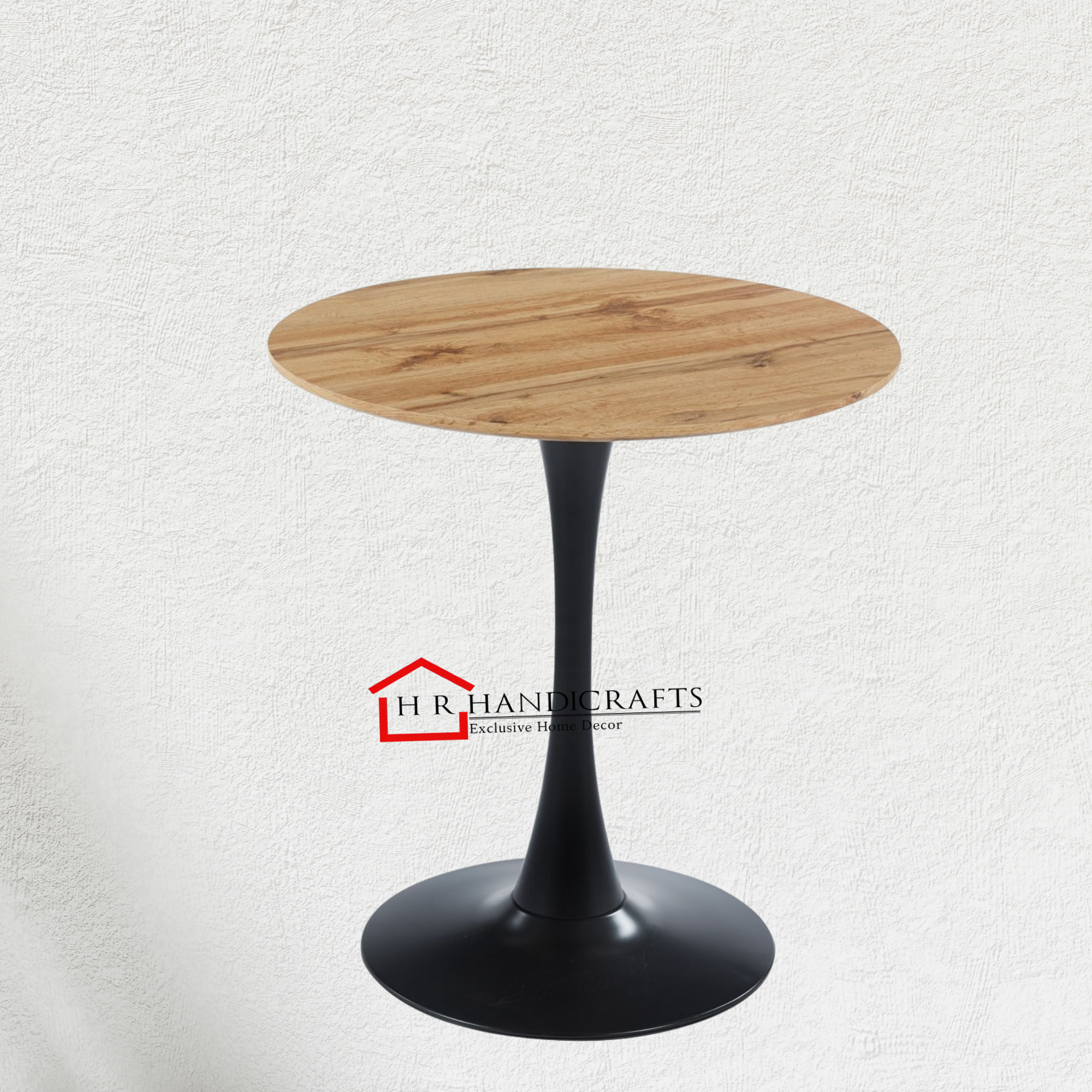 Dalia Round Dining Table for 4 Seater Tulip Feet Wood and Black