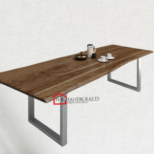 Quintana Dining Room Table, Real Wood, Solid Acacia Wood, Metal Legs