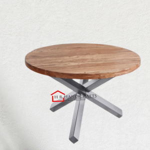 Round Dining Room Table 130 cm Solid Acacia Wood Dining Table