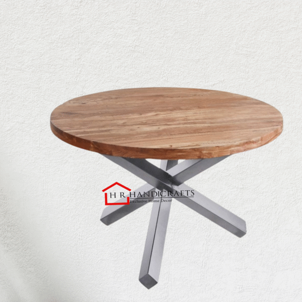 Round Dining Room Table 130 cm Solid Acacia Wood Dining Table
