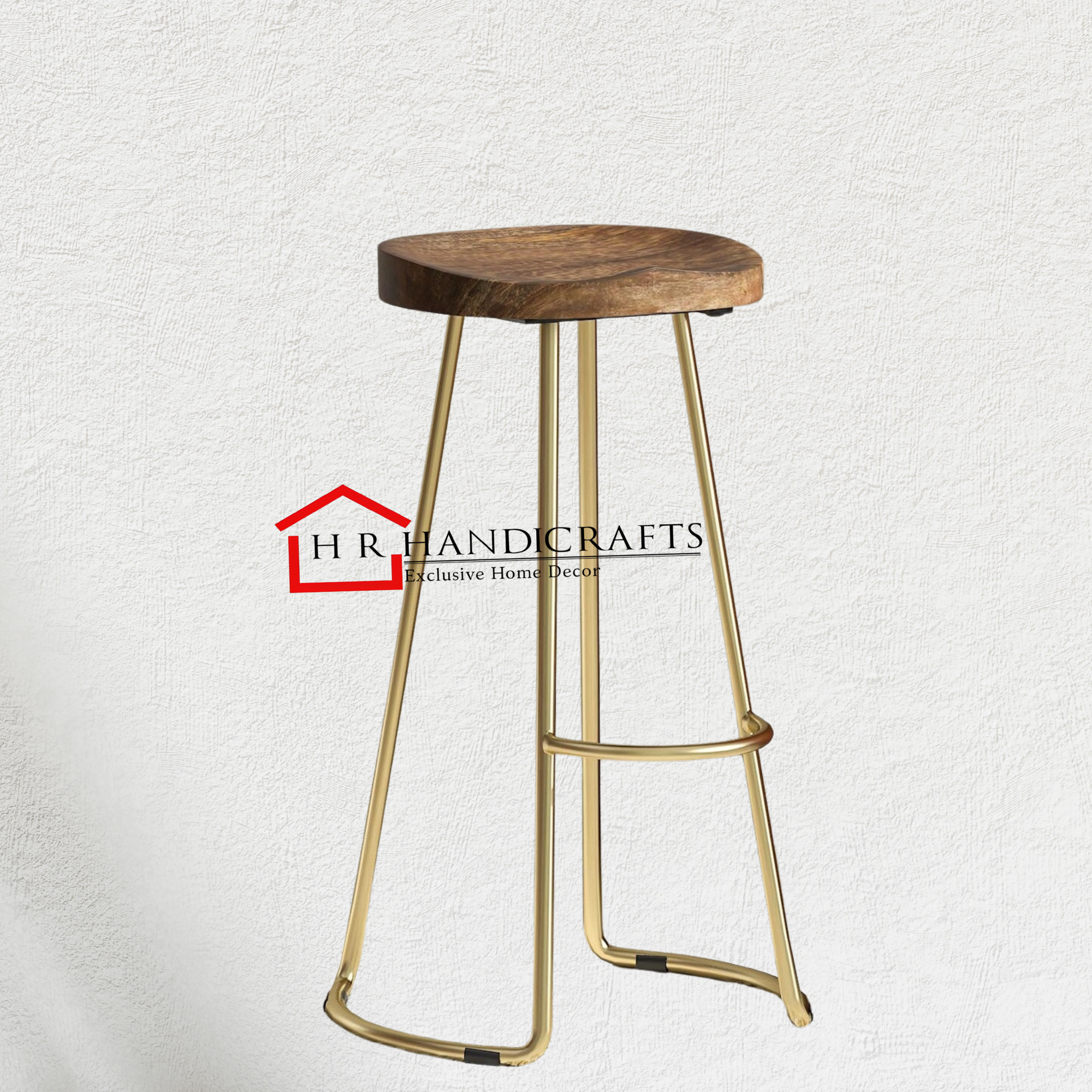 Ian Metal Bar Stool In Gold Colour