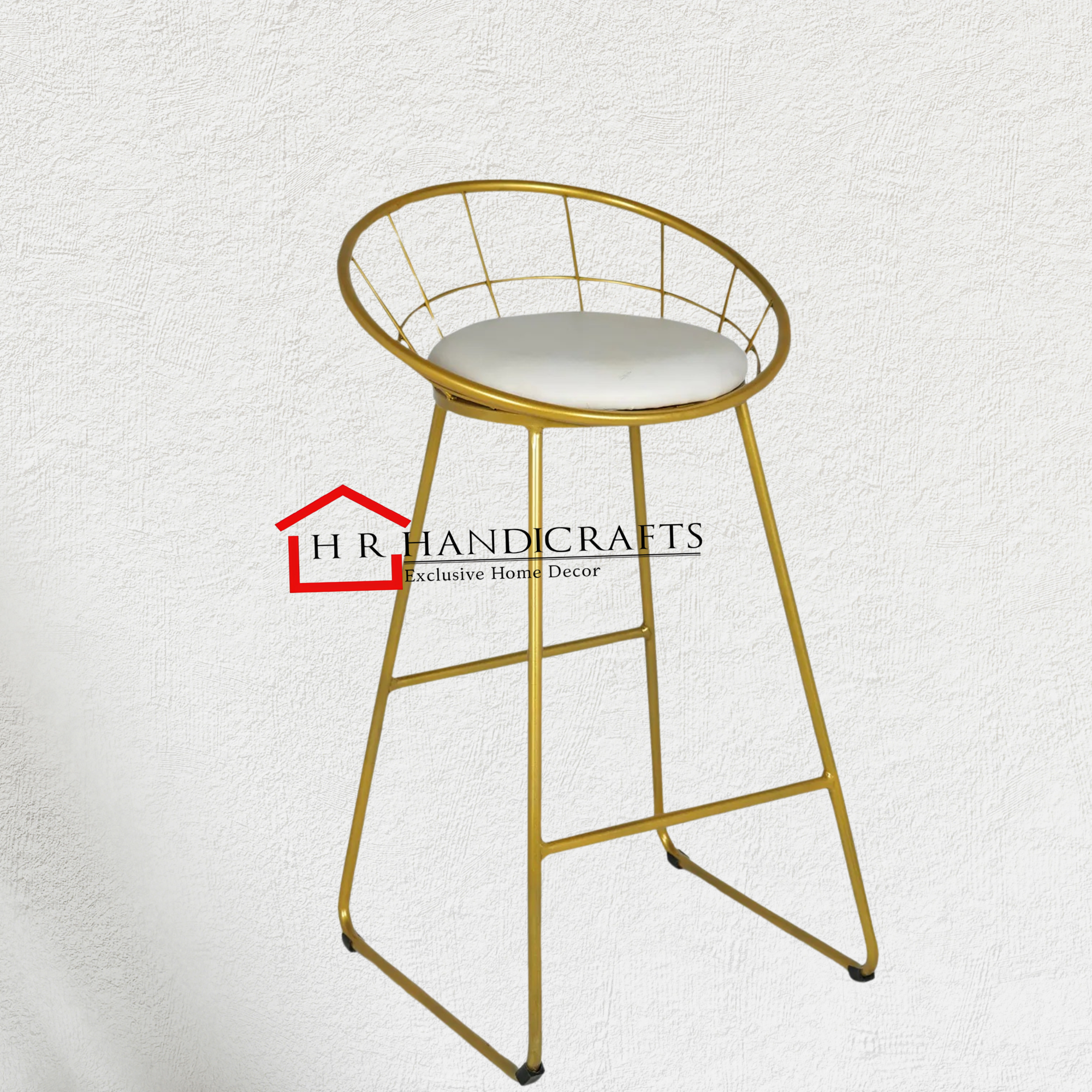 Bar Stools Upholstered Seat, Simple Wire High Stool