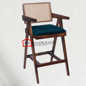 Knight Solid Wood Bar Chair In Charcoal Grey Color