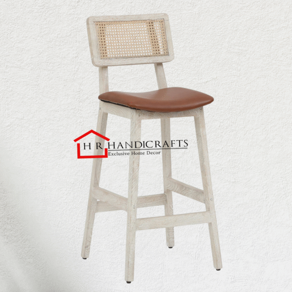 Byron Solid Wood Bar Chair – Sandblasted White Distress Finish
