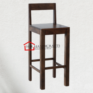 Provincial Teak Sheesham Wood Bar Stools with Backs – Rustic Elegance