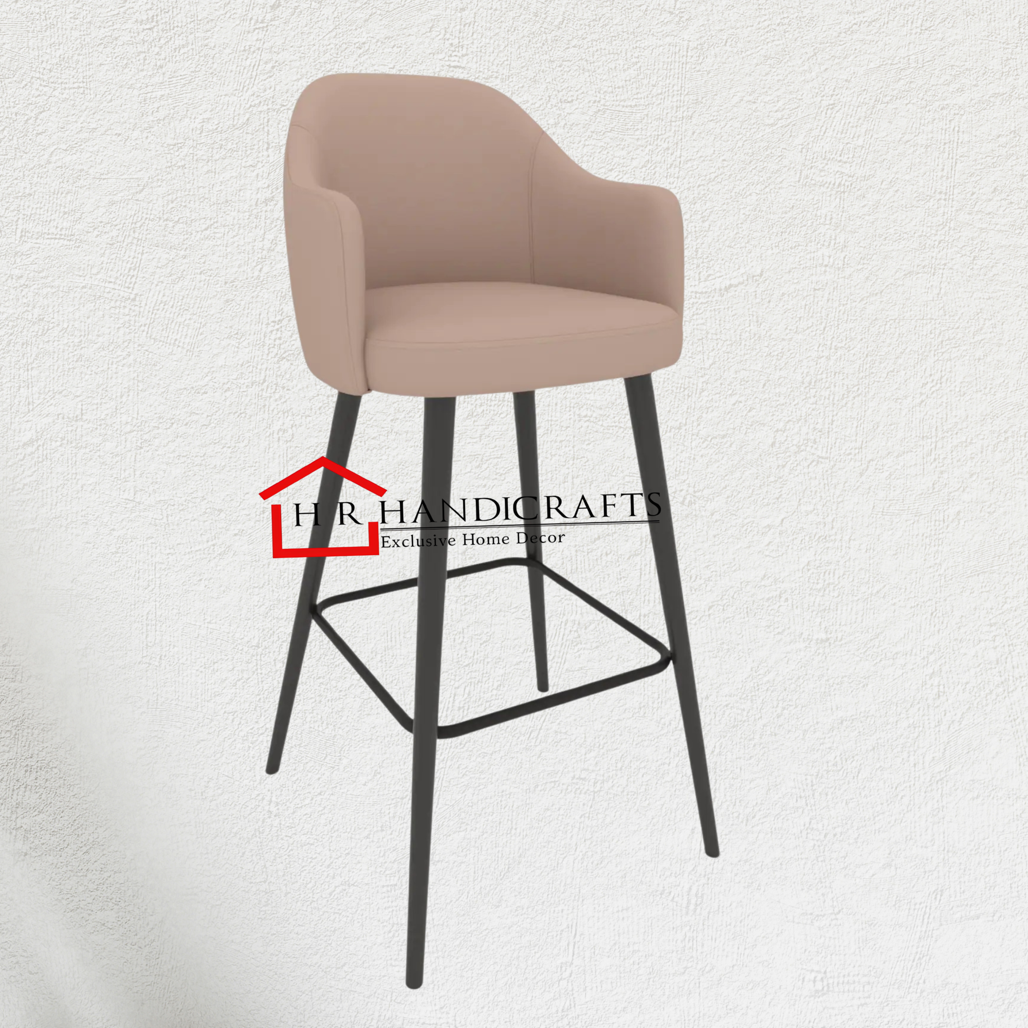 Ella Modern Bar Chair – Beige Upholstery & Black Legs