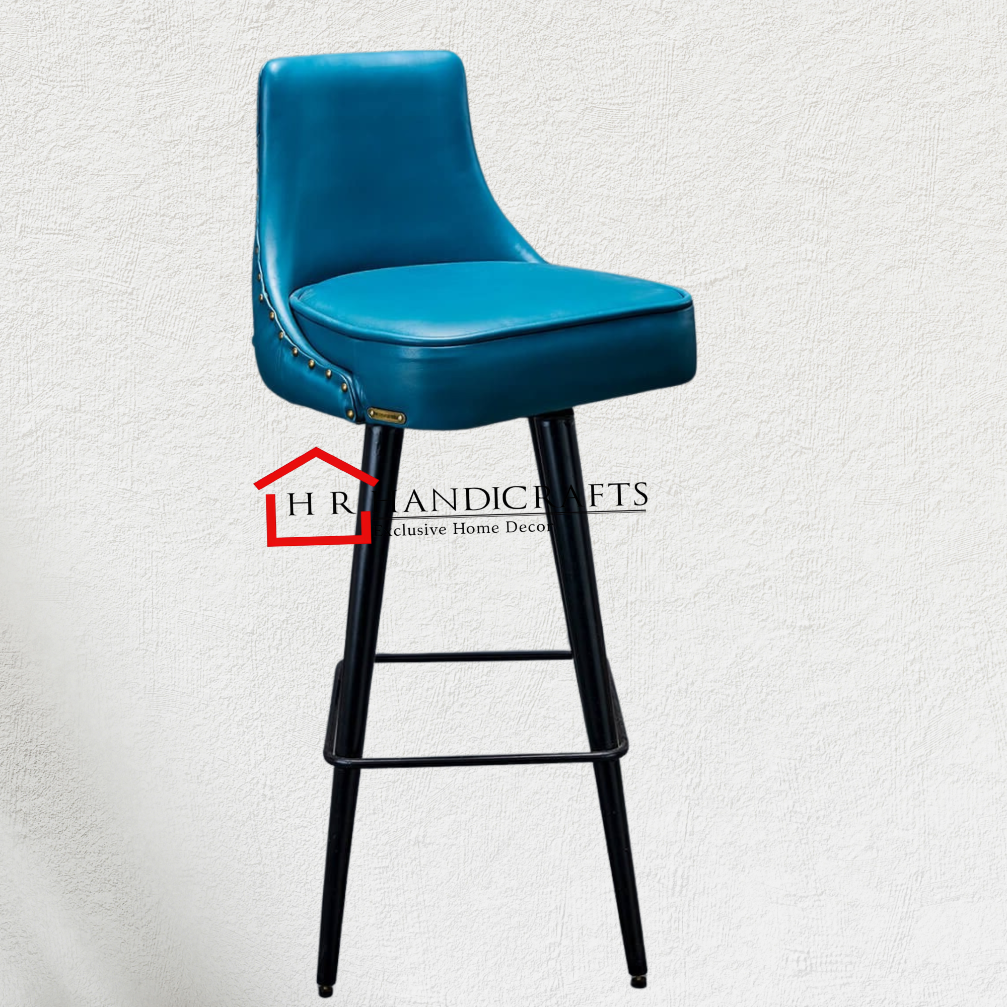 Heirloom Leather Bar Chair – Rich Blue