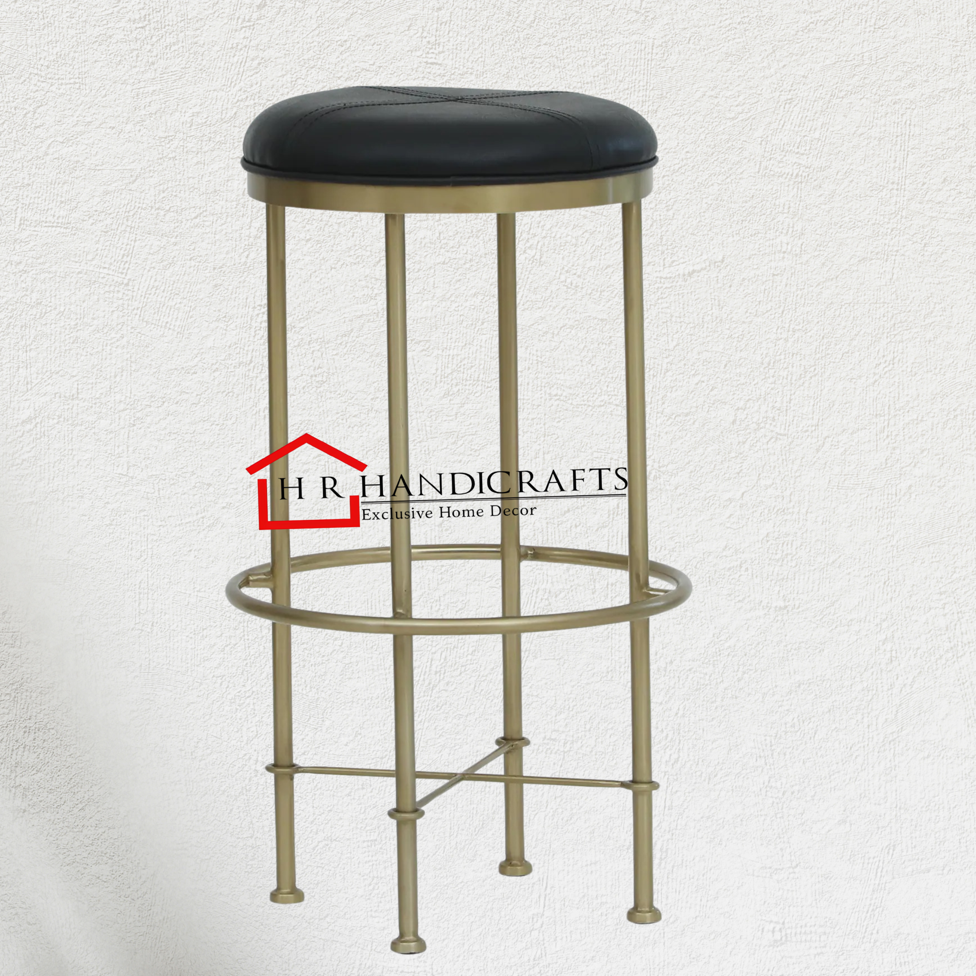 Industrial Chic Bar Stool – Welded Steel Frame & Upholstered Seat