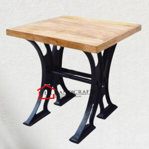 2-Seater Square Dining Table with Trestle Cast Iron Base | HR Handicrafts