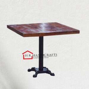 Cast Iron Restaurant Table with Mahogany Solid Wood Top | HR Handicrafts