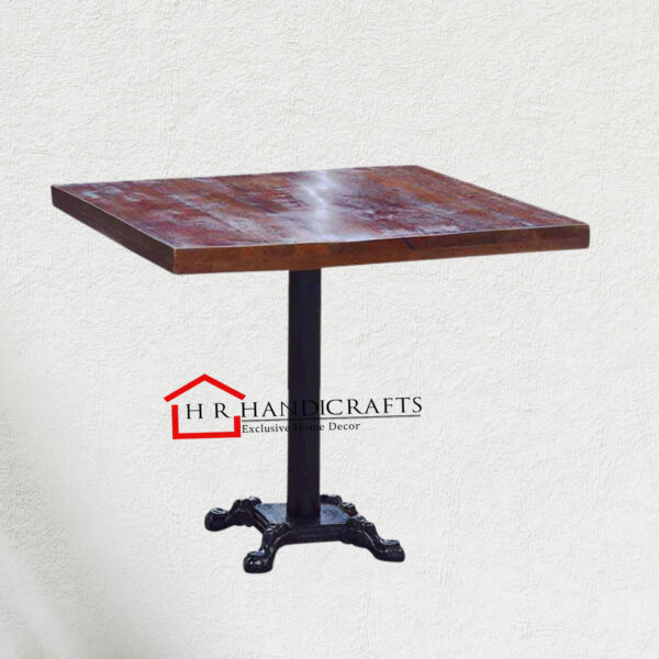 Cast Iron Restaurant Table with Mahogany Solid Wood Top | HR Handicrafts