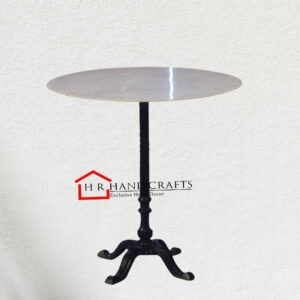 Round Marble Top Dining Table with Carved Cast Iron Base for 2 | HR Handicrafts