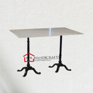 Rectangular Marble Dining Table with Cast Iron X-Base | HR Handicrafts