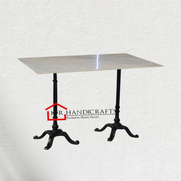 Rectangular Marble Dining Table with Cast Iron X-Base | HR Handicrafts