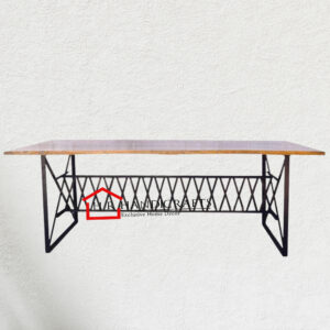 Solid Metal Zig-Zag Dining Table with Oval Mango Wood Top | HR Handicrafts
