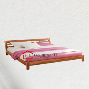 Solid Sheesham Wood Low Height Queen Size Bed in Teak Finish | HR Handicrafts