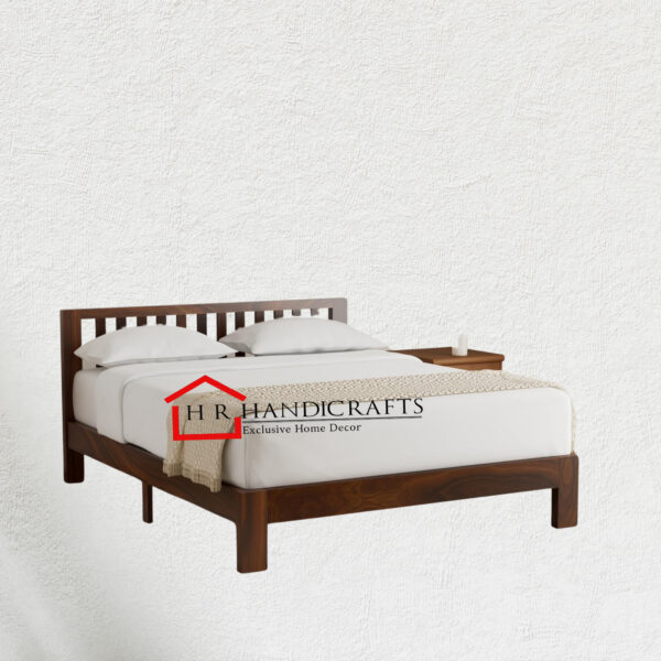 Solid Sheesham Wood Queen Size Bed in Teak Finish | HR Handicrafts