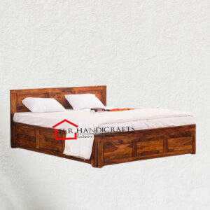 Solid Sheesham Wood King Size Bed with Box Storage | Honey Finish | HR Handicrafts