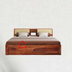Solid Sheesham Wood King Size Bed Without Storage | Honey Finish | HR Handicrafts
