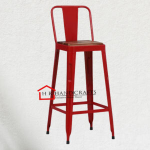 Metal Bar Stool in Red Colour with Full Back | HR Handicrafts