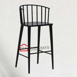 Metal Bar Stool in Black Colour with Full Back | HR Handicrafts