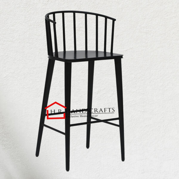 Metal Bar Stool in Black Colour with Full Back | HR Handicrafts