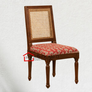Cane Dining Chair in Teak Finish with Carved Wood Frame | HR Handicrafts