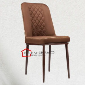Brown & Gold Metal Dining Chair with Executive Design | HR Handicrafts