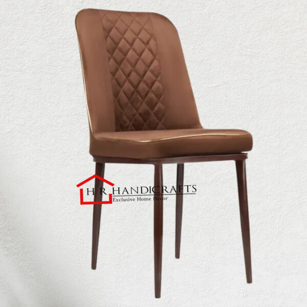 Brown & Gold Metal Dining Chair with Executive Design | HR Handicrafts