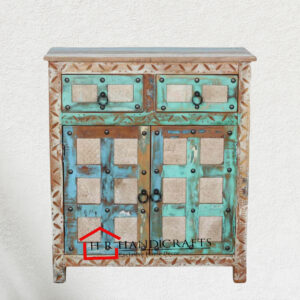 Azealia Reclaimed Wood Cabinet in Distress Finish | Vintage Storage Cabinet by HR Handicrafts