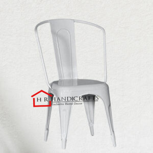 Costa Metal Chair in White Finish | Low Back Modern Metal Chair by HR Handicrafts