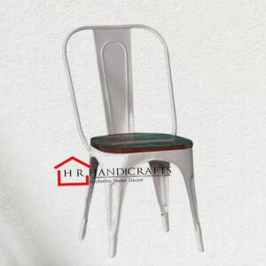 Alexa Metal Chair in White Finish with High Back | Modern Dining Chair by HR Handicrafts