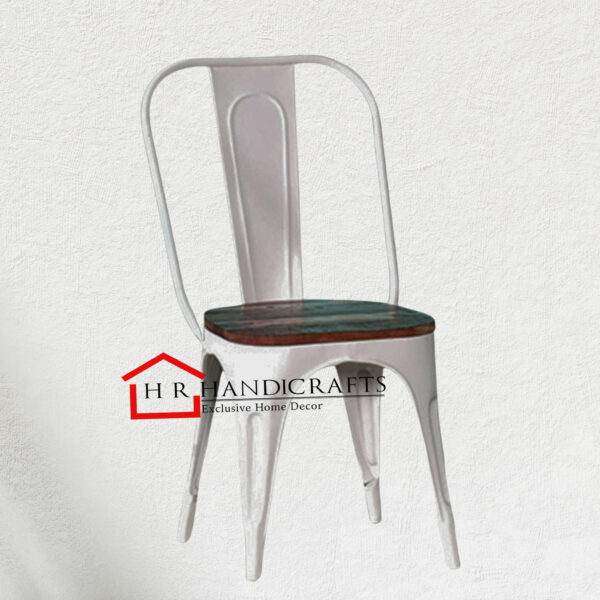 Alexa Metal Chair in White Finish with High Back | Modern Dining Chair by HR Handicrafts