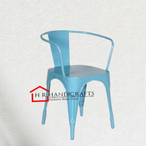 Aero Metal Arm Chair in Blue Finish with Mid Back | Stylish Armrest Seating by HR Handicrafts