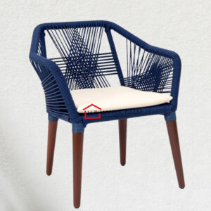 Woven Rope Counter Chair With Cushion Navy