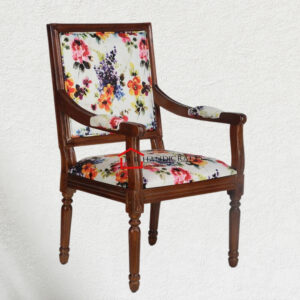 Globally Indian Solid Wood Chair in Foral Print