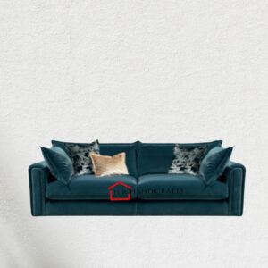 Urban Decor Two Seater Wooden Velvet Fabric Square Arm Sofa