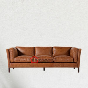 Conspicuous Leatherette 3-Seater Sofa in Tan Brown