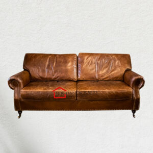 Conspicuous Leatherette 2-Seater Sofa in Tan Brown