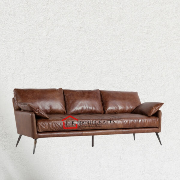 Brown Genuine Leather Sofa