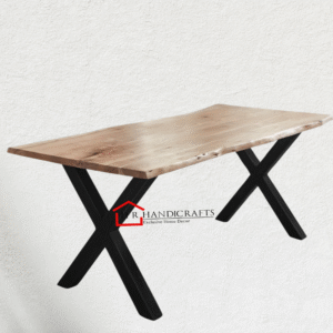 Recycled Table with Black Metal Cross Legs