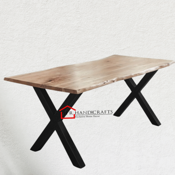 Recycled Table with Black Metal Cross Legs