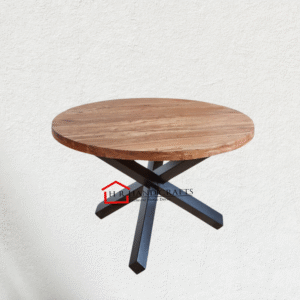 Solid Sheesham Wood Dining Table in Metal Legs